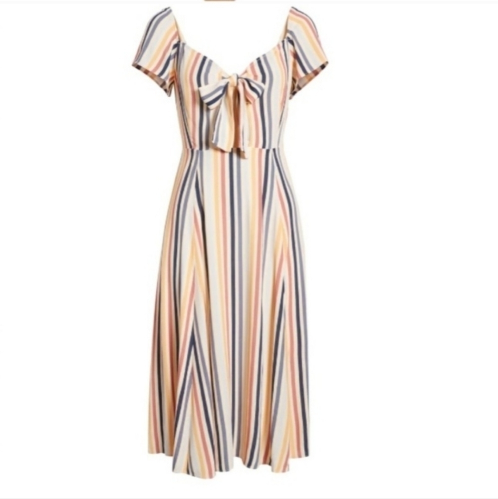 Leith Flutter Sleeve Multicolored Stripe Cutout T… - image 4